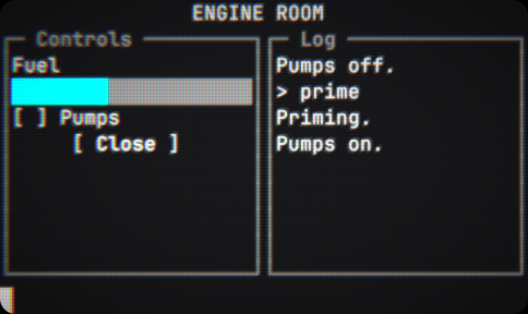 The engine room interface on a color CRT screen type